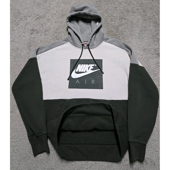 Rare Nike Air Color Block Pullover‎ Hoodie Off White Olive Mens Size S - Picture 8 of 16
